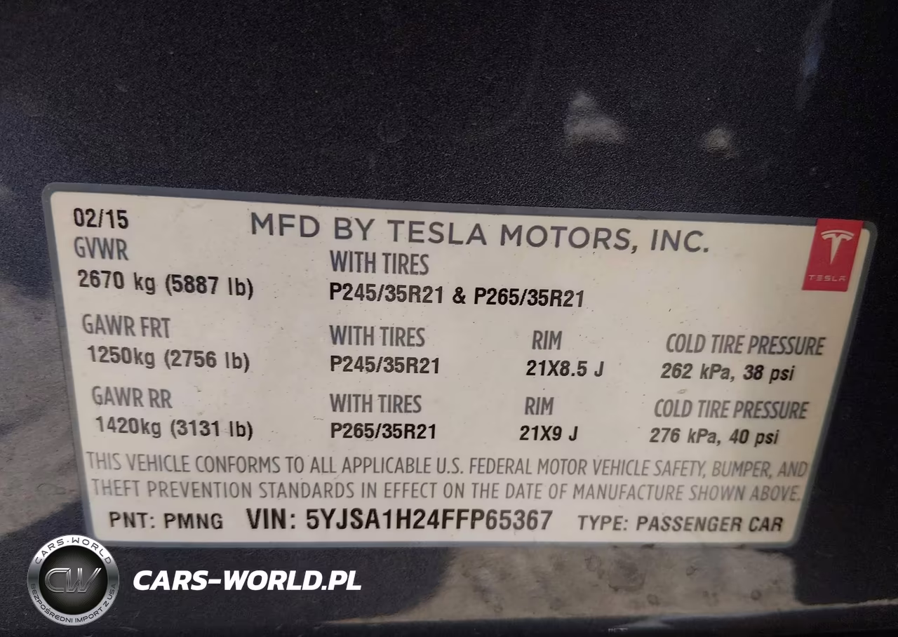 2015 Tesla Model S 70D-85D-P85D VIN:5YJSA1H24FFP65367 - 9