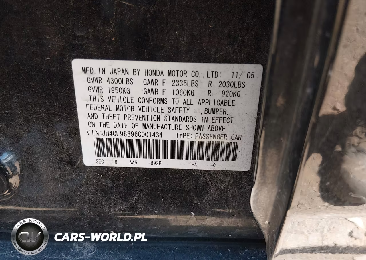 2006 Acura Tsx VIN:JH4CL96896C001434 - 9