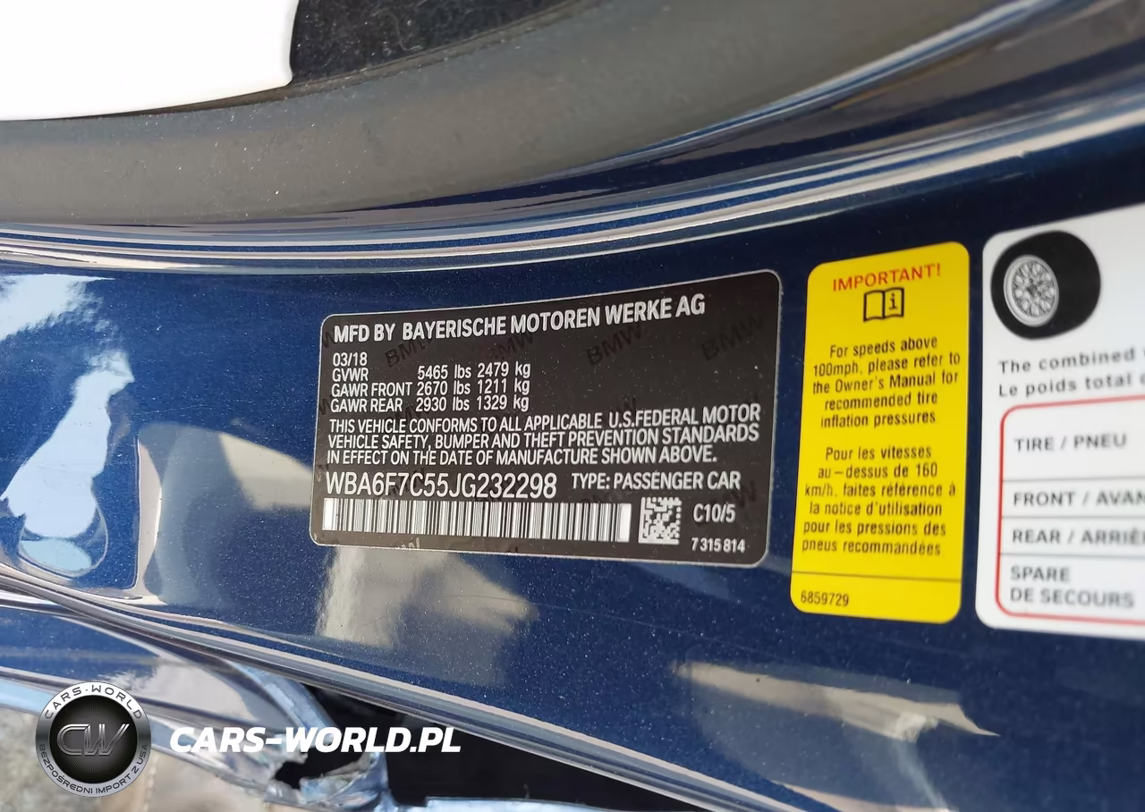 2018 BMW 650I xDrive VIN:WBA6F7C55JG232298 - 9