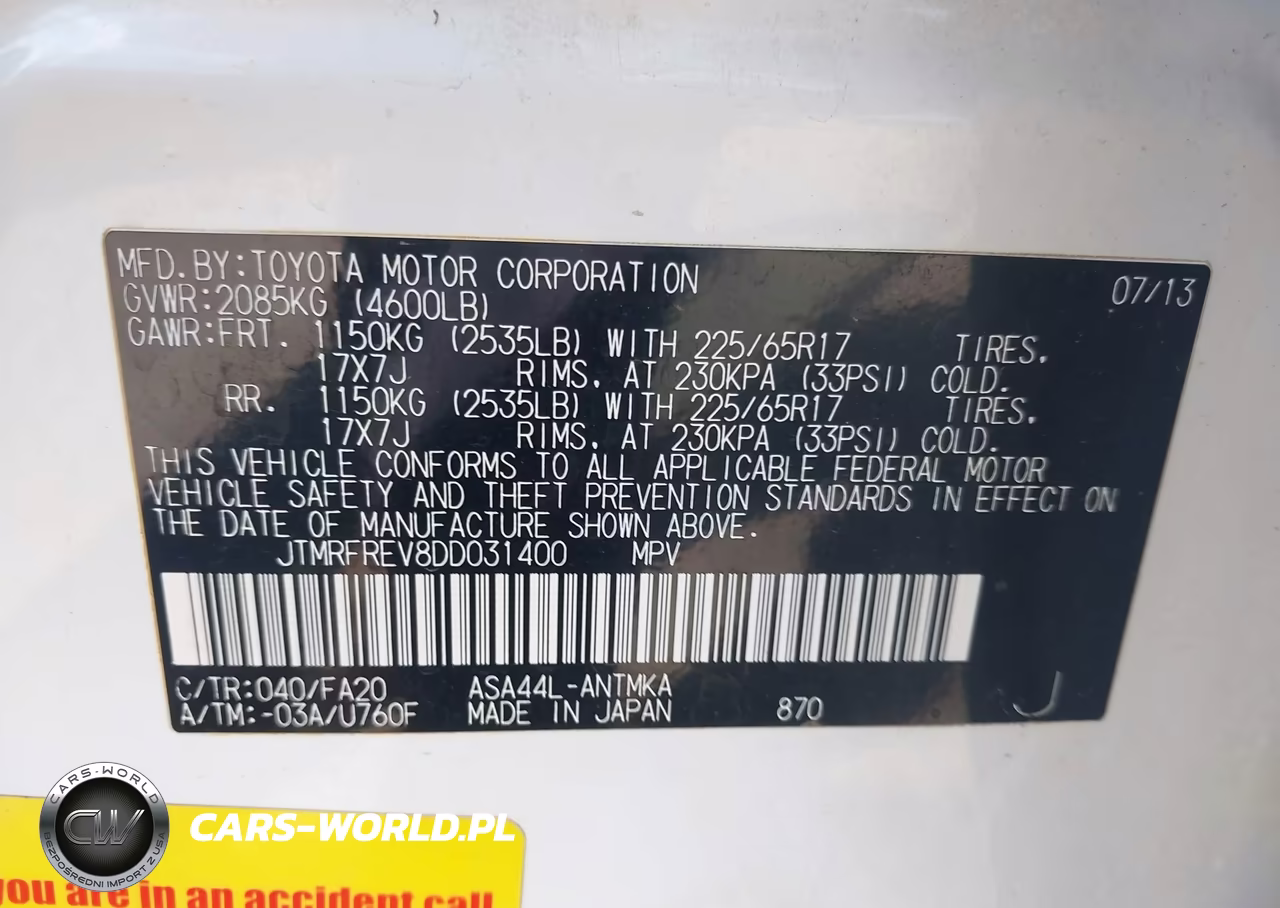 2013 Toyota Rav4 Xle VIN:JTMRFREV8DD031400 - 9
