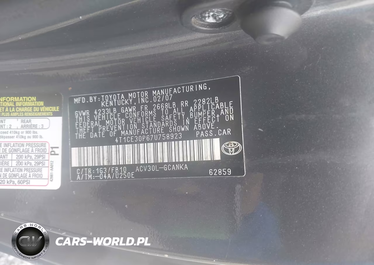 2007 Toyota Camry Solara Se VIN:4T1CE30P67U758923 - 9