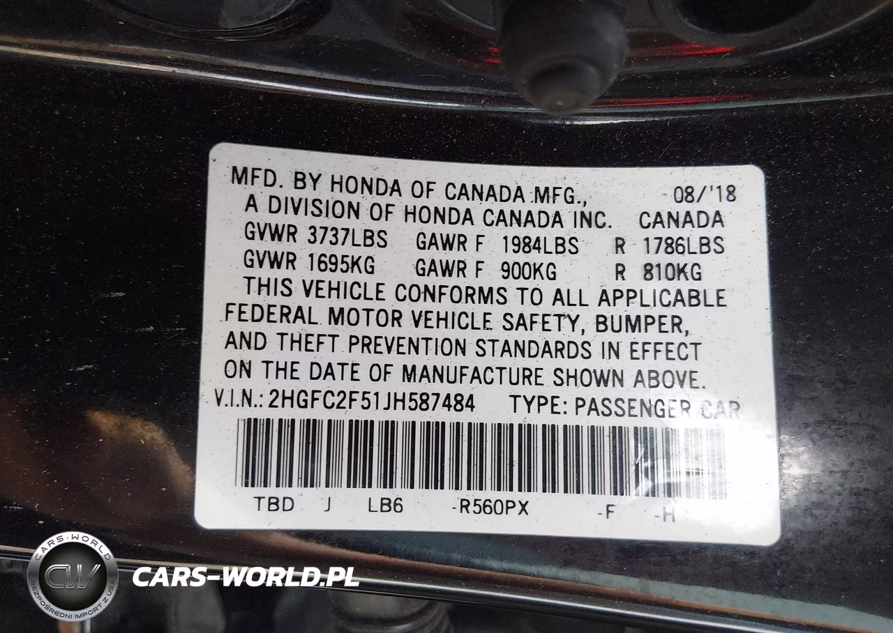 2018 Honda Civic Lx VIN:2HGFC2F51JH587484 - 9