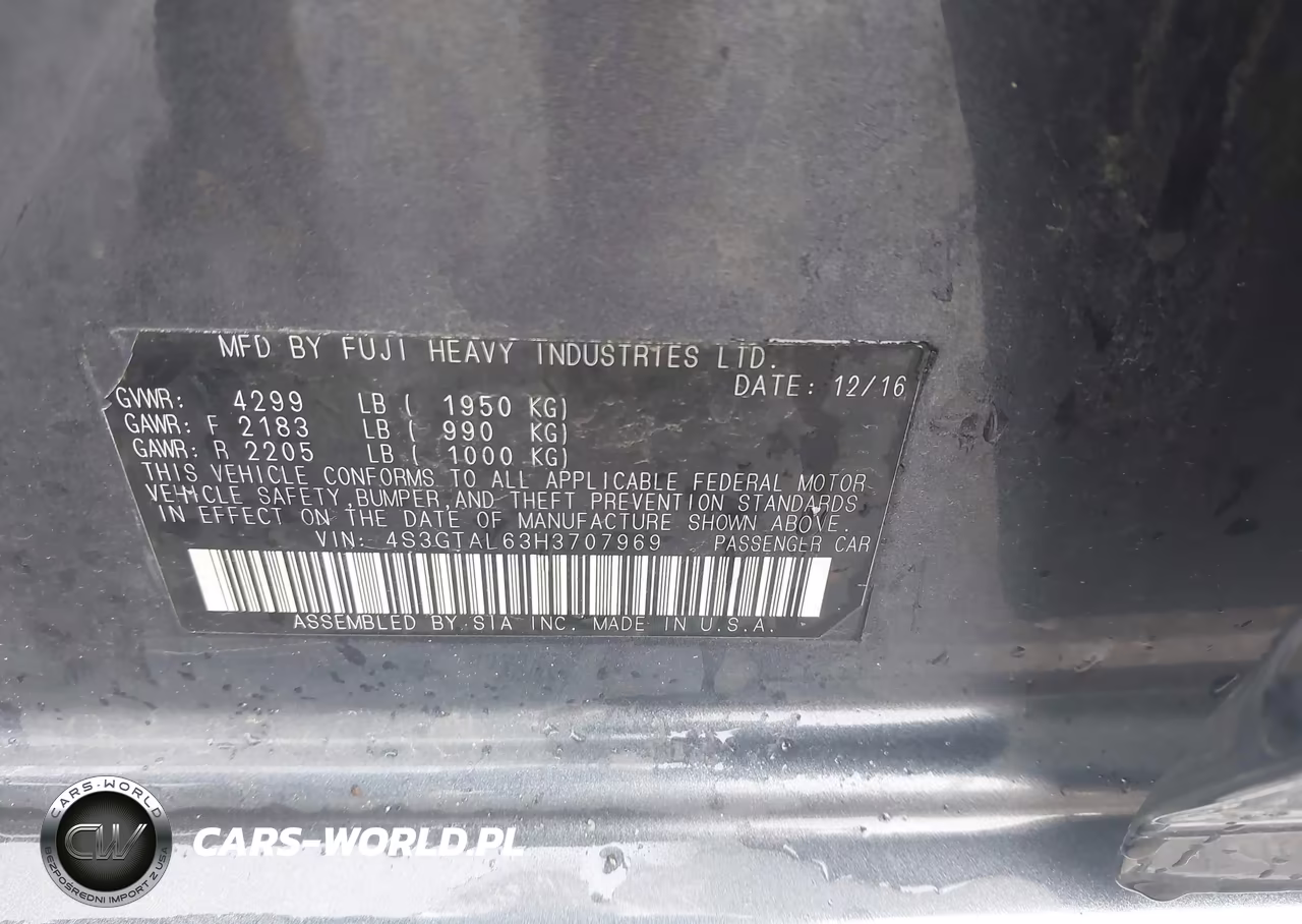 2017 Subaru Impreza 2.0I Sport VIN:4S3GTAL63H3707969 - 9