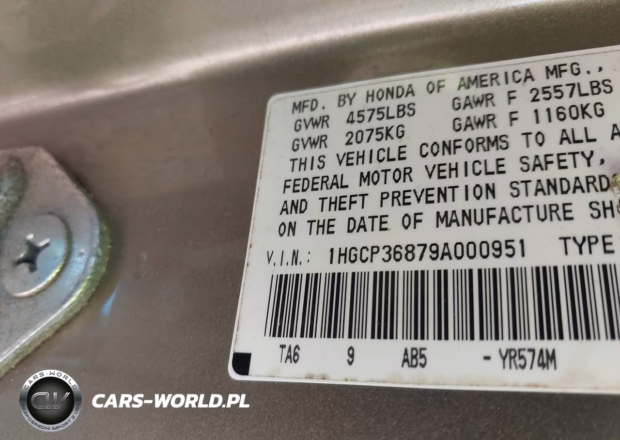 2009 Honda Accord 3.5 Ex-L VIN:1HGCP36879A000951 - 9