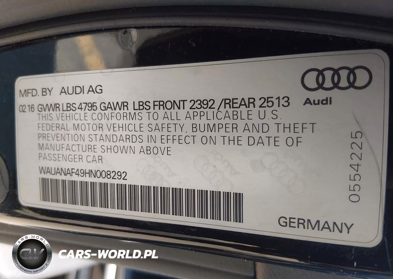 2017 Audi A4 Premium VIN:WAUANAF49HN008292 - 9