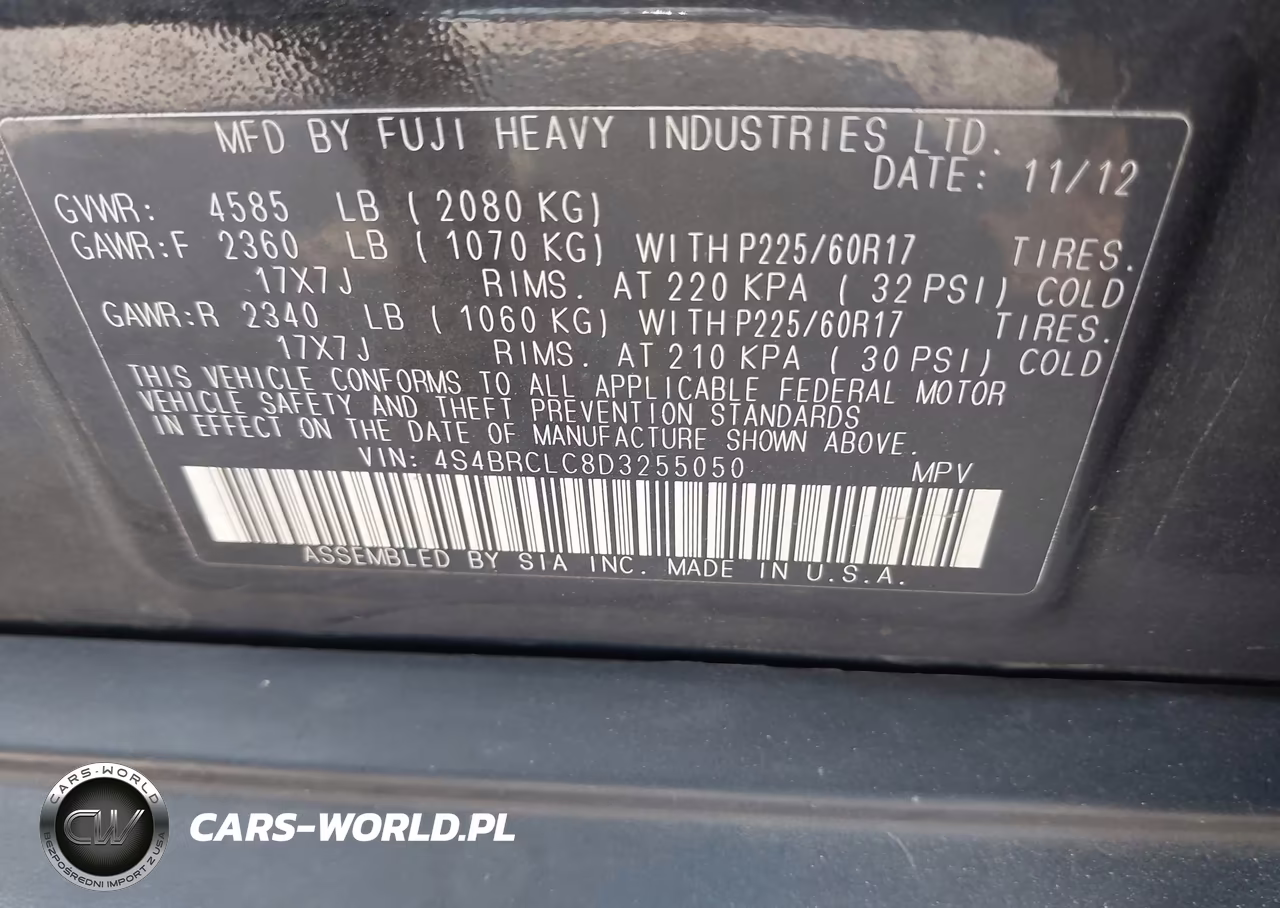 2013 Subaru Outback 2.5I Limited VIN:4S4BRCLC8D3255050 - 9