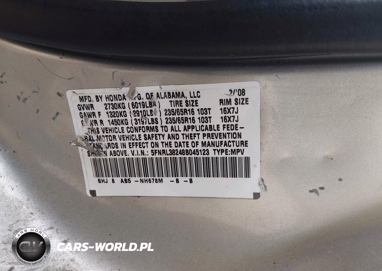2008 Honda Odyssey Lx VIN:5FNRL38248B045123 - 9