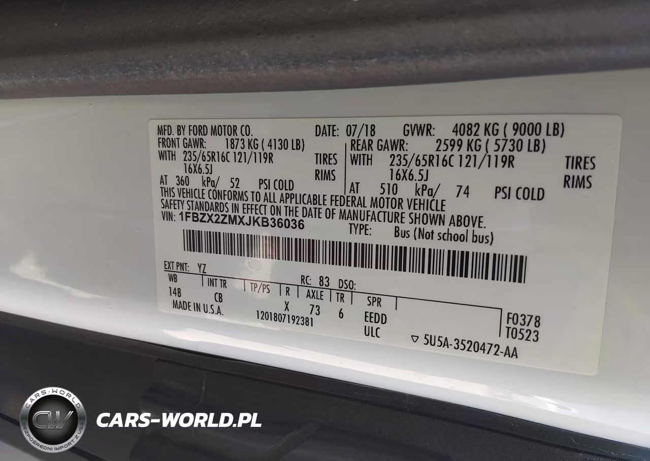 2018 Ford Transit-350 Xl VIN:1FBZX2ZMXJKB36036 - 9