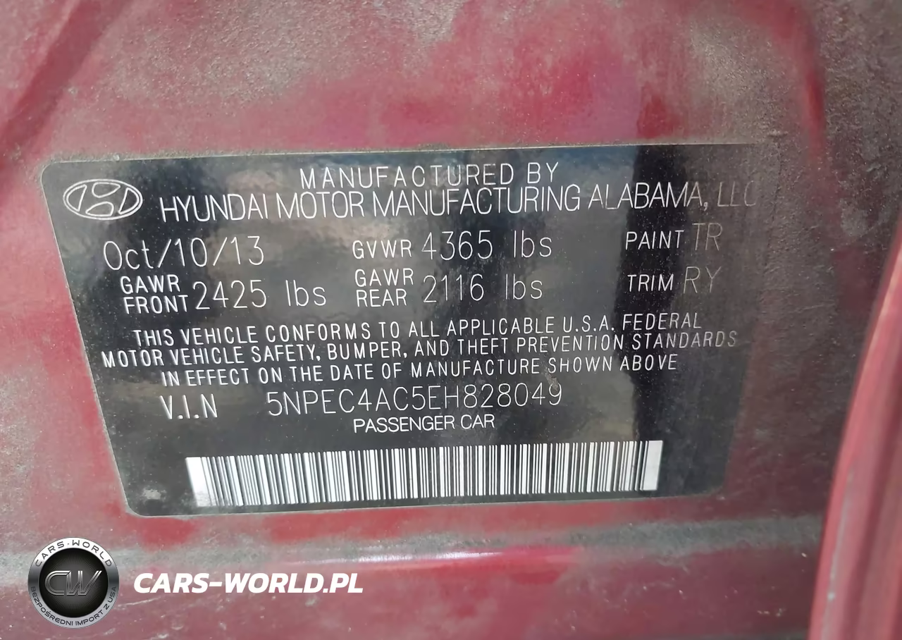 2014 Hyundai Sonata Se VIN:5NPEC4AC5EH828049 - 9