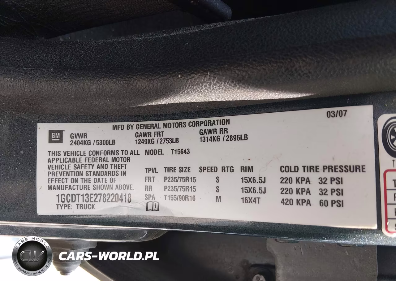 2007 Chevrolet Colorado Lt VIN:1GCDT13E278220418 - 9
