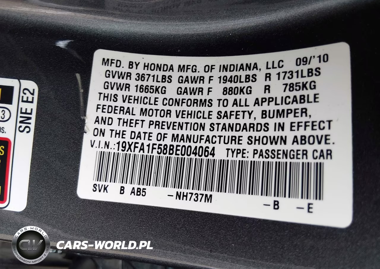 2011 Honda Civic Lx VIN:19XFA1F58BE004064 - 9