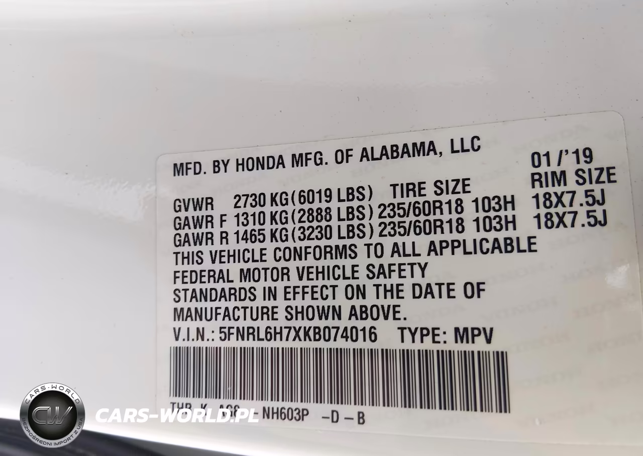 2019 Honda Odyssey Ex-L VIN:5FNRL6H7XKB074016 - 9