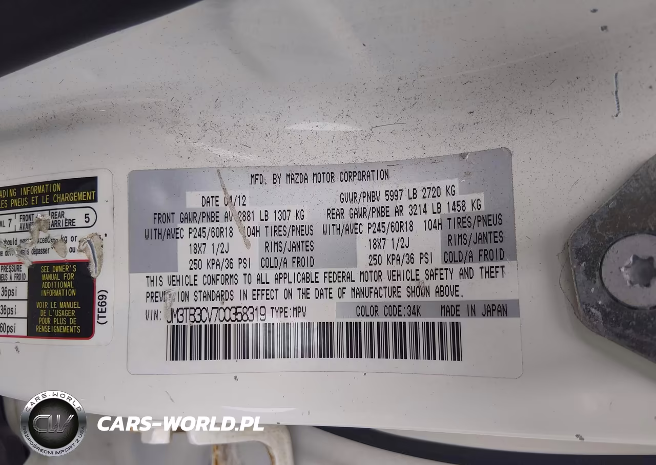 2012 Mazda Cx-9 Touring VIN:JM3TB3CV7C0358319 - 9