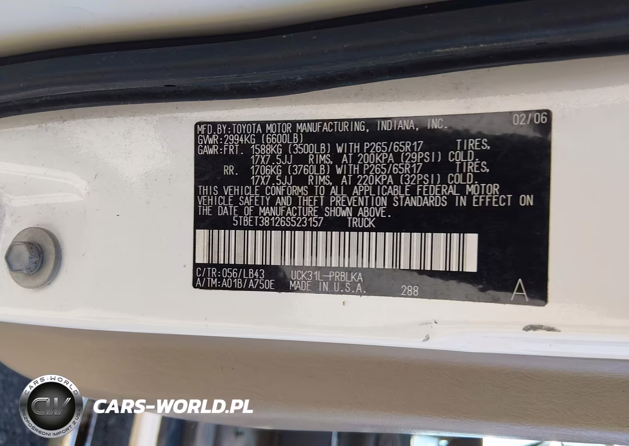 2006 Toyota Tundra Limited V8 VIN:5TBET38126S523157 - 9