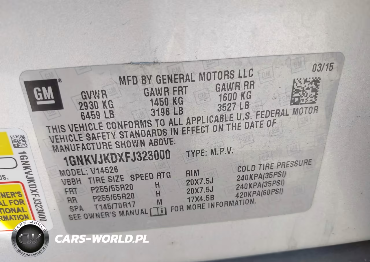 2015 Chevrolet Traverse Ltz VIN:1GNKVJKDXFJ323000 - 9