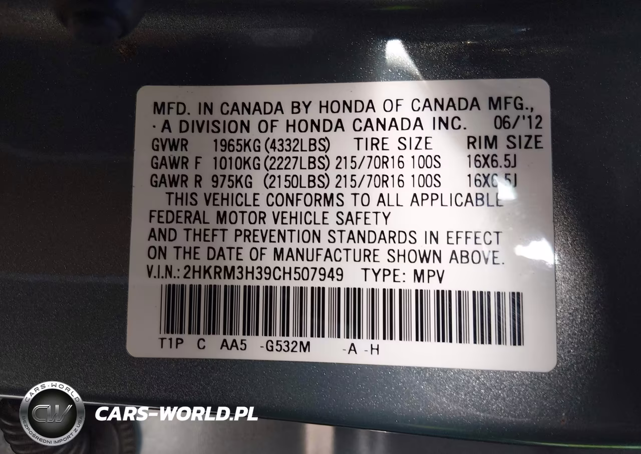 2012 Honda Cr-V Lx VIN:2HKRM3H39CH507949 - 9