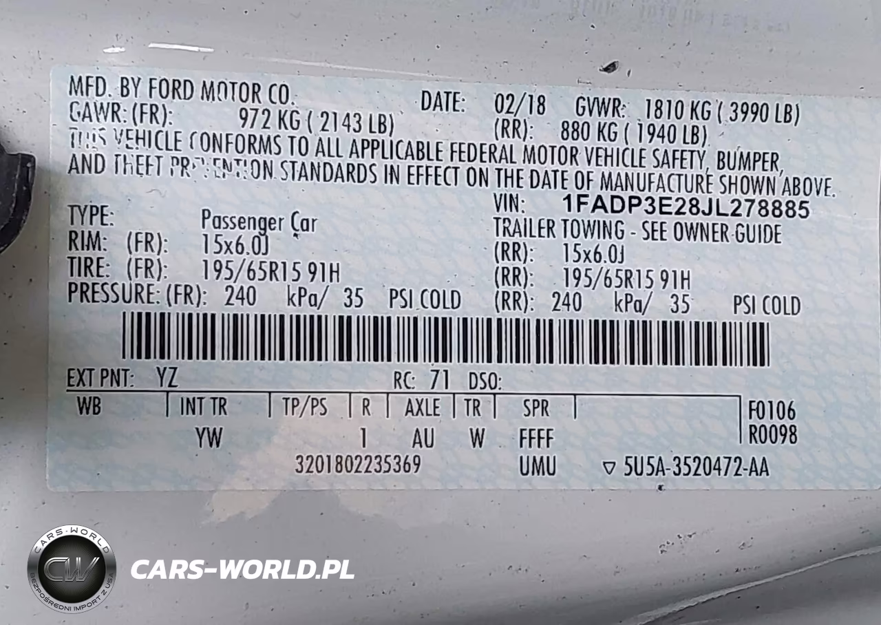 2018 Ford Focus S VIN:1FADP3E28JL278885 - 9
