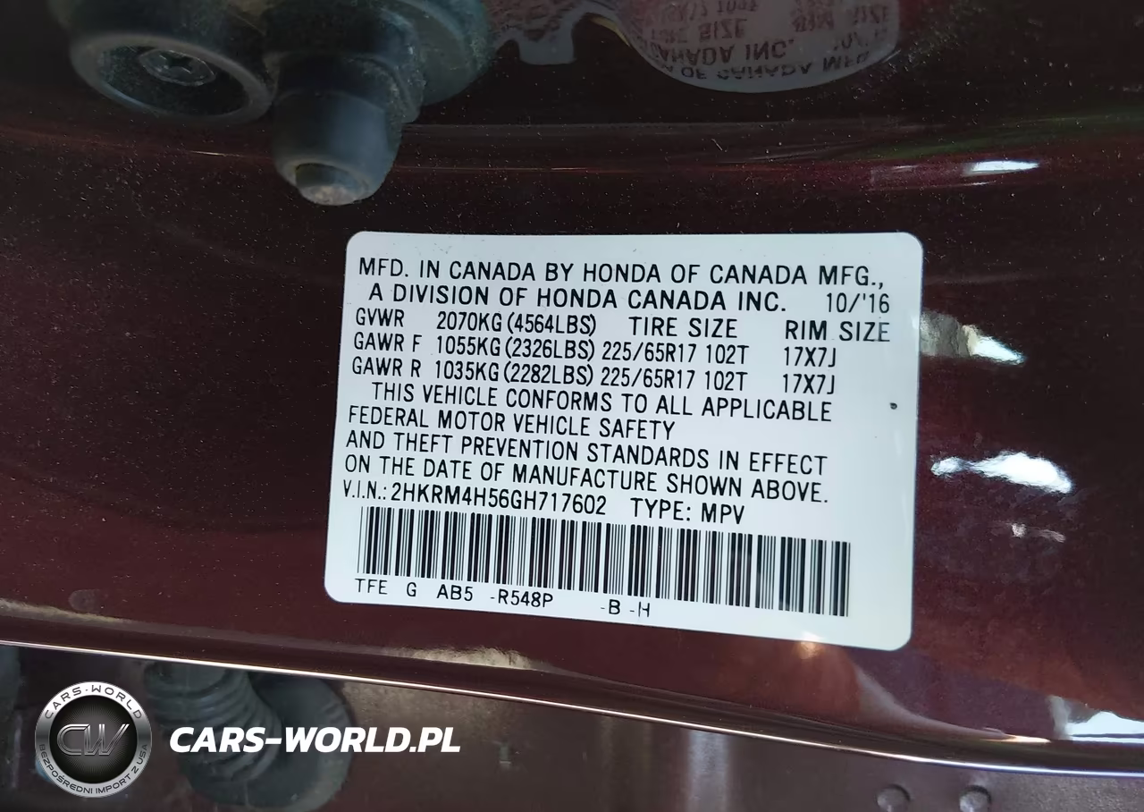 2016 Honda Cr-V Ex VIN:2HKRM4H56GH717602 - 9
