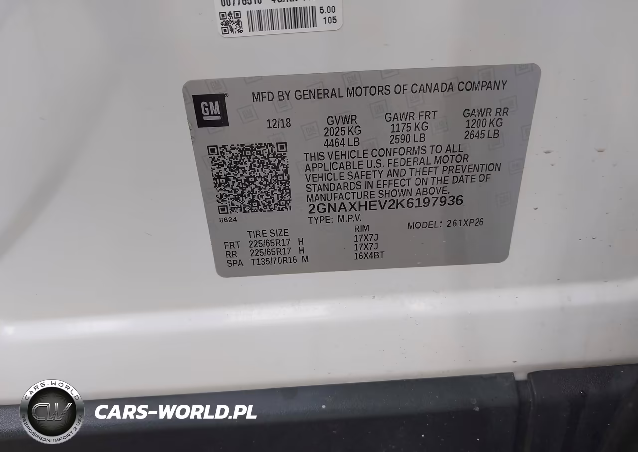 2019 Chevrolet Equinox Ls VIN:2GNAXHEV2K6197936 - 9