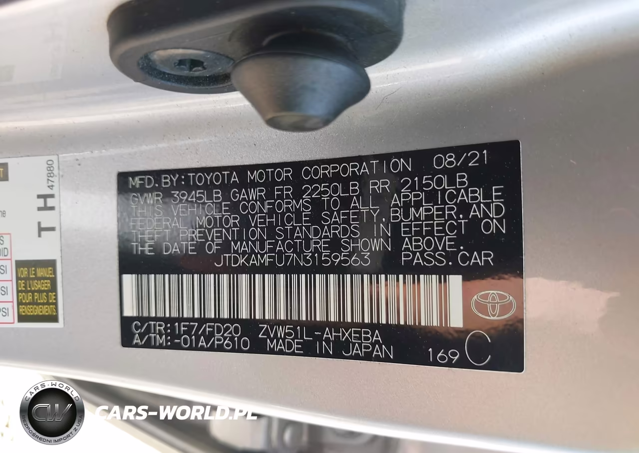 2022 Toyota Prius Le VIN:JTDKAMFU7N3159563 - 9
