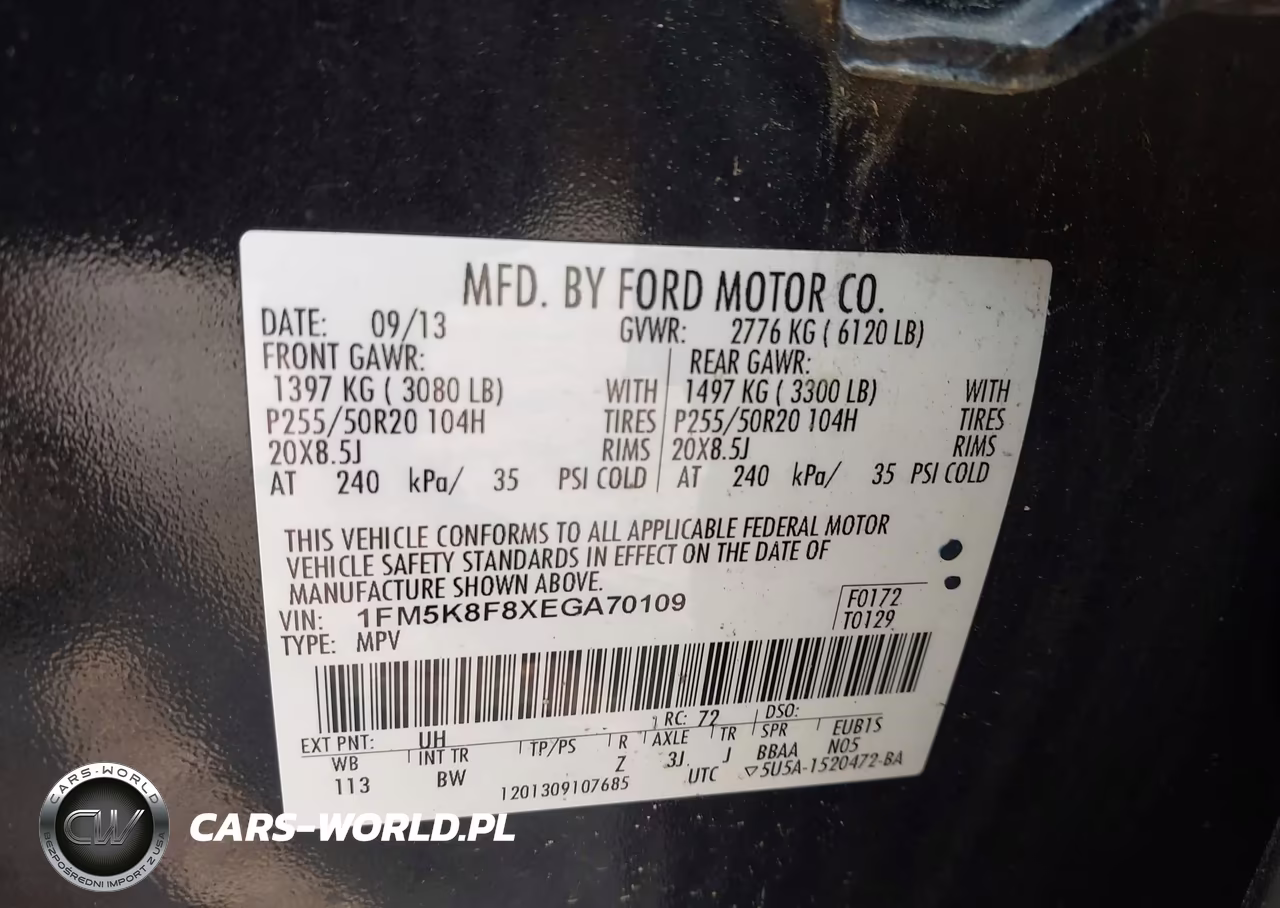 2014 Ford Explorer Limited VIN:1FM5K8F8XEGA70109 - 9
