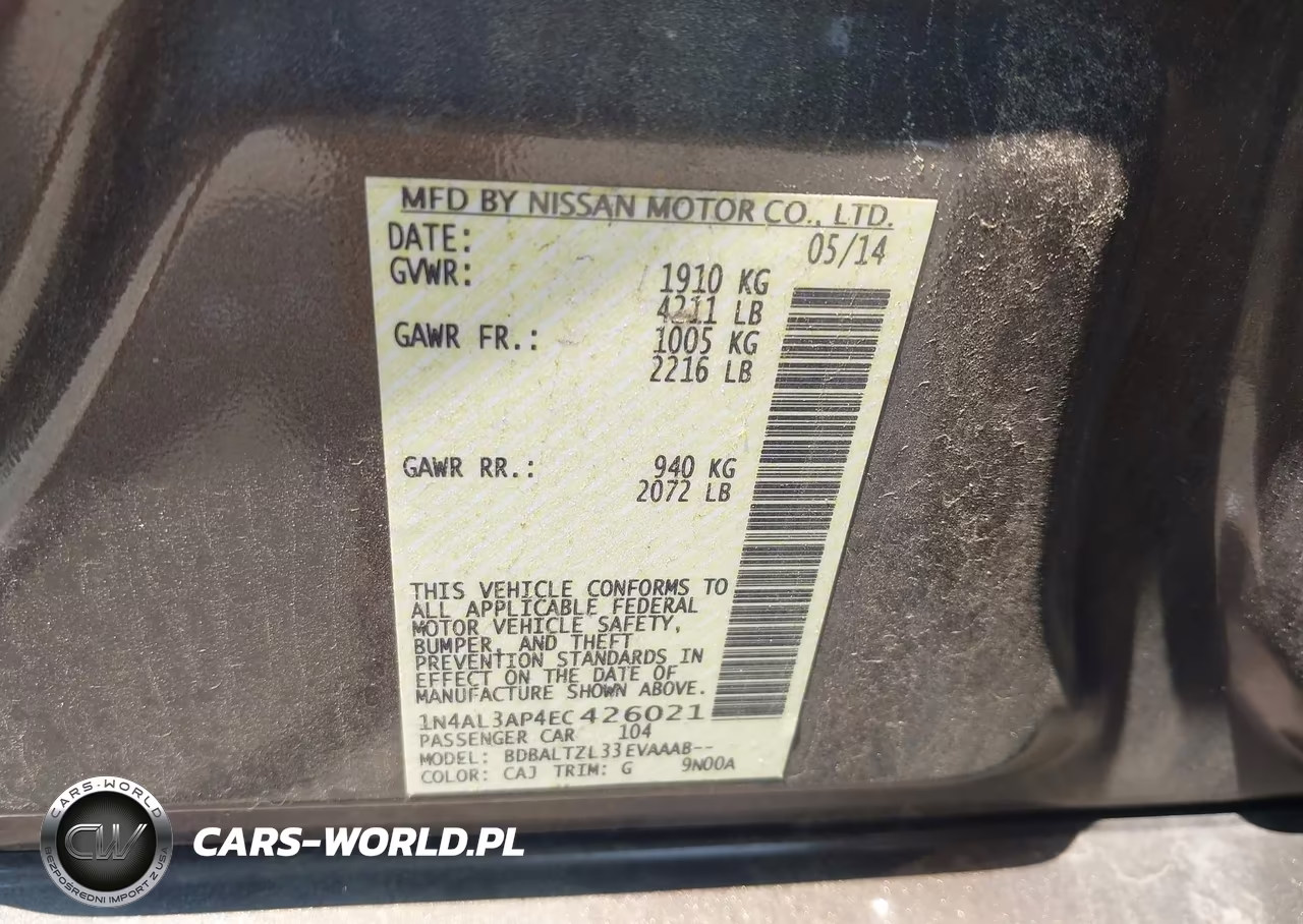 2014 Nissan Altima 2.5 Sv VIN:1N4AL3AP4EC426021 - 9