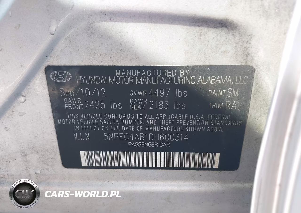 2013 Hyundai Sonata Limited 2.0T VIN:5NPEC4AB1DH600314 - 9