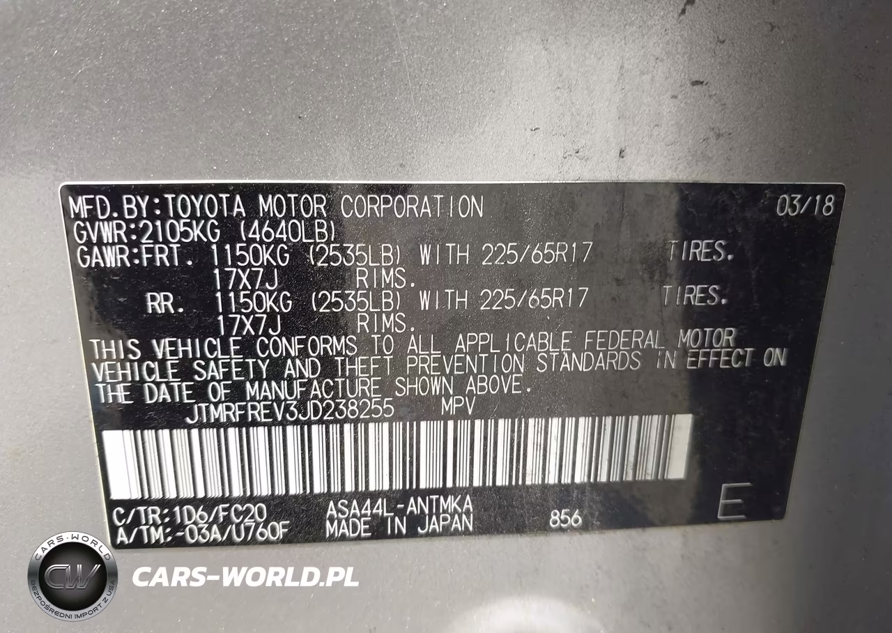 2018 Toyota Rav4 Xle VIN:JTMRFREV3JD238255 - 9