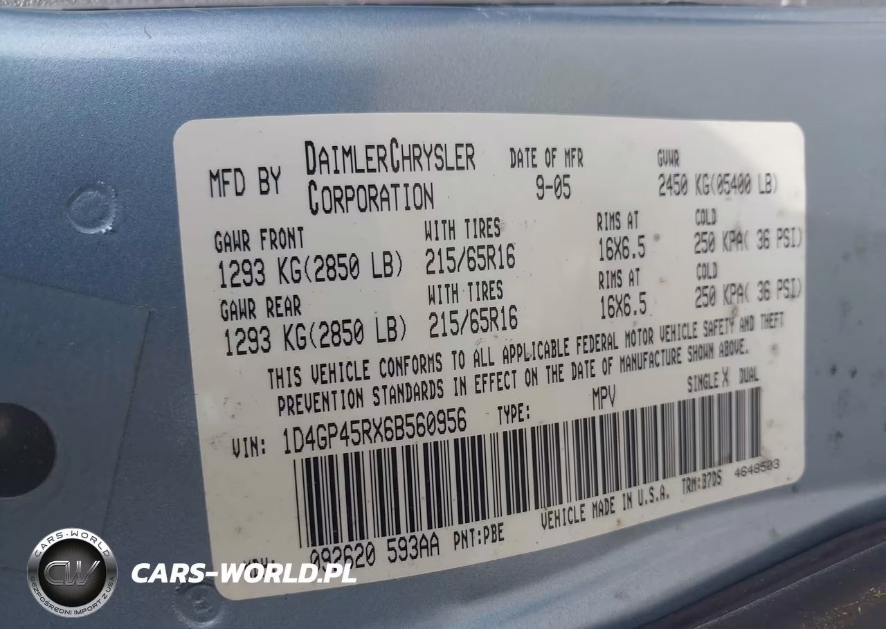 2006 Dodge Caravan Sxt VIN:1D4GP45RX6B560956 - 9