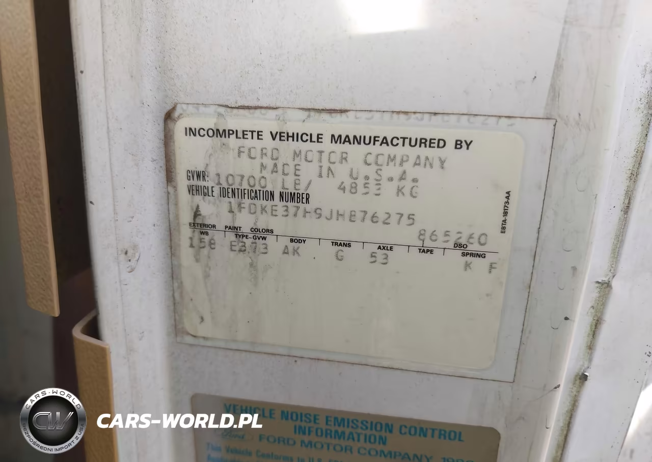 1988 Ford Econoline E350 Cutaway Van VIN:1FDKE37H9JHB76275 - 9