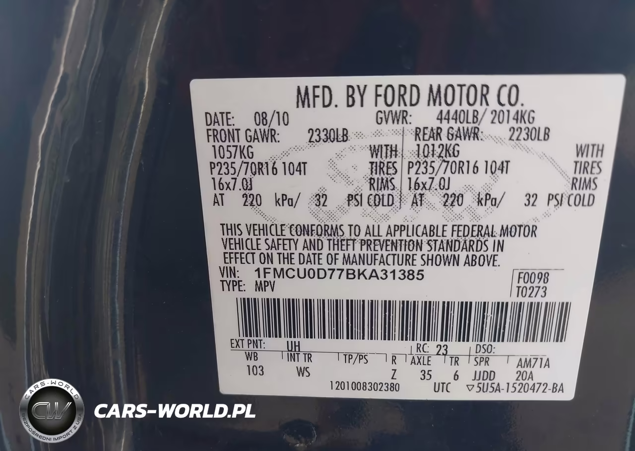 2011 Ford Escape Xlt VIN:1FMCU0D77BKA31385 - 9