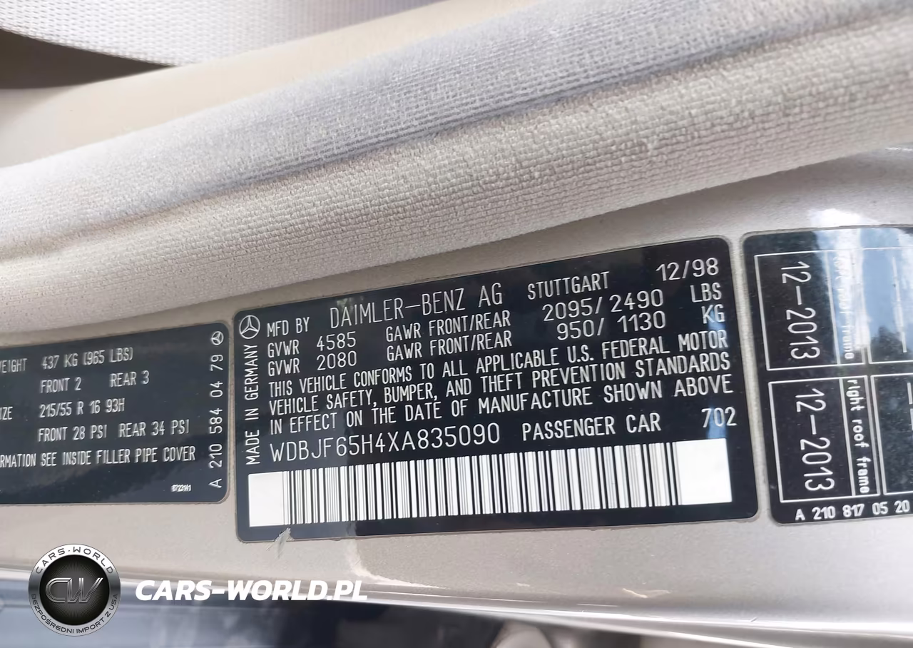 1999 Mercedes-Benz E 320 VIN:WDBJF65H4XA835090 - 9