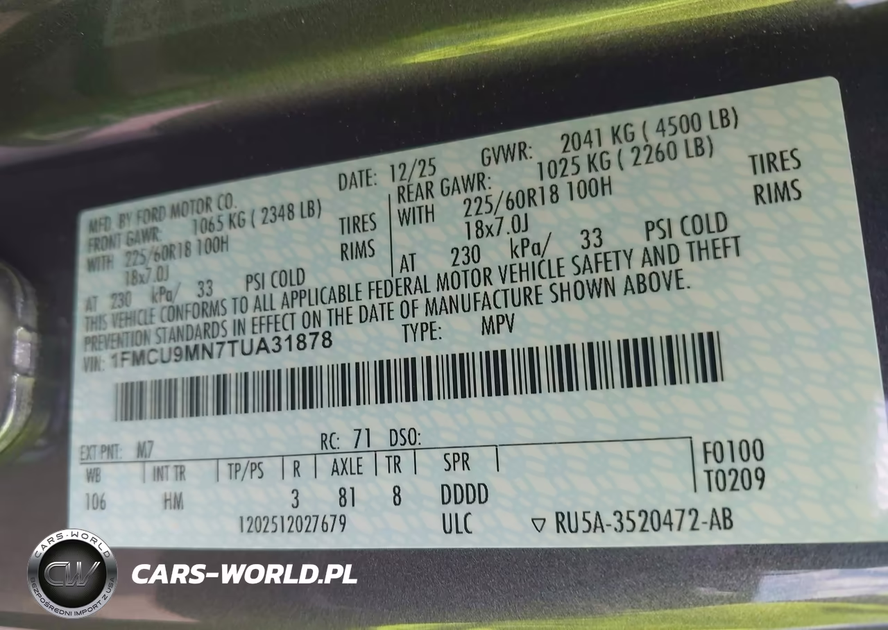 2026 Ford Escape St-Line VIN:1FMCU9MN7TUA31878 - 9