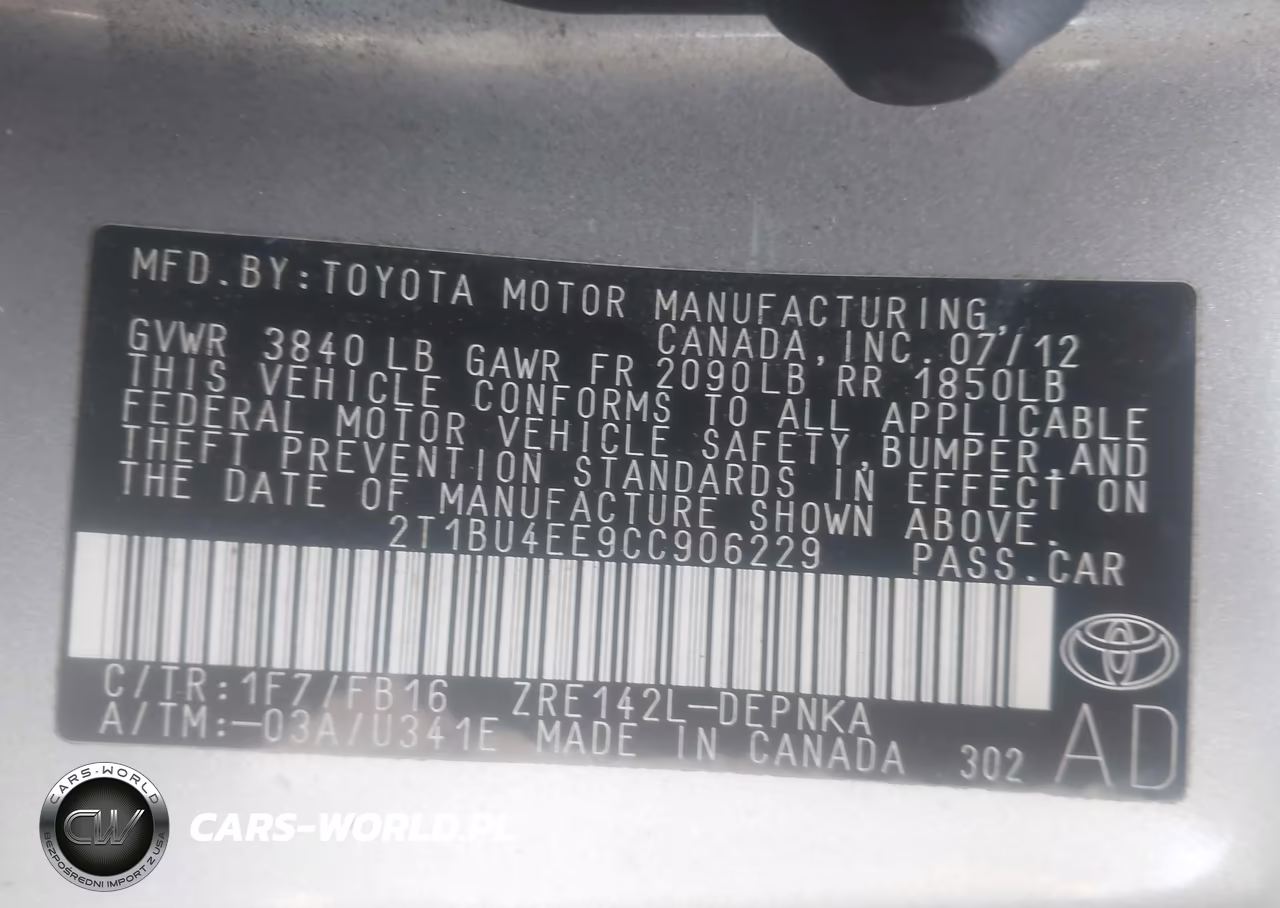 2012 Toyota Corolla Le VIN:2T1BU4EE9CC906229 - 9