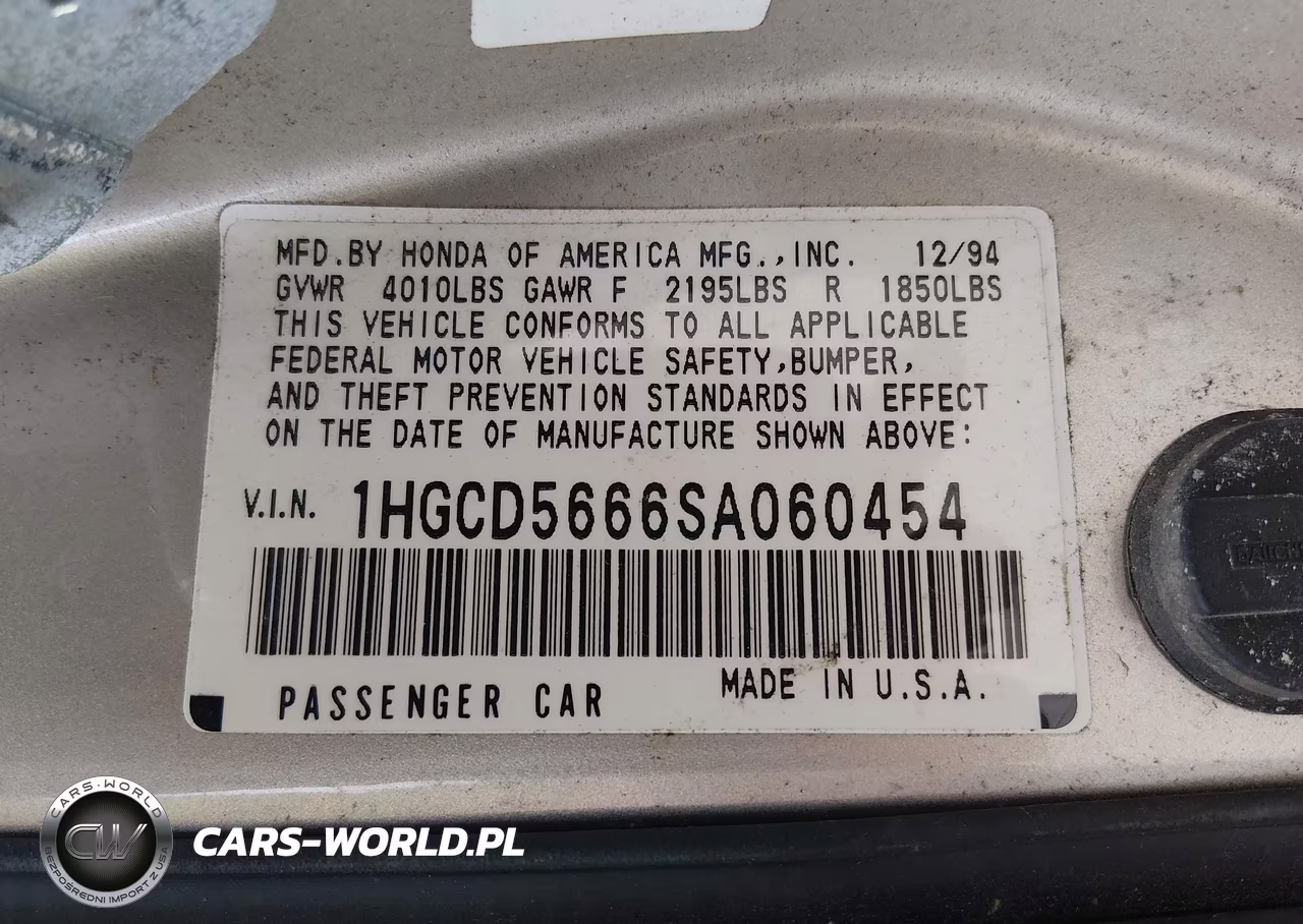 1995 Honda Accord Ex VIN:1HGCD5666SA060454 - 9
