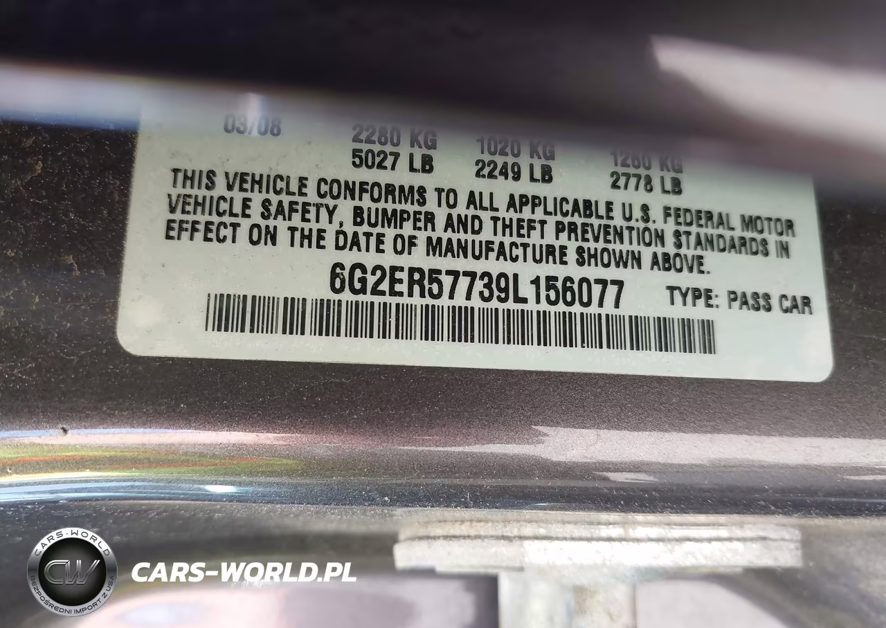 2009 Pontiac G8 VIN:6G2ER57739L156077 - 9
