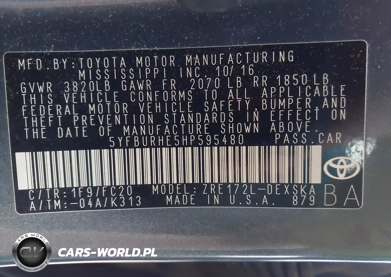 2017 Toyota Corolla Se VIN:5YFBURHE5HP595480 - 9