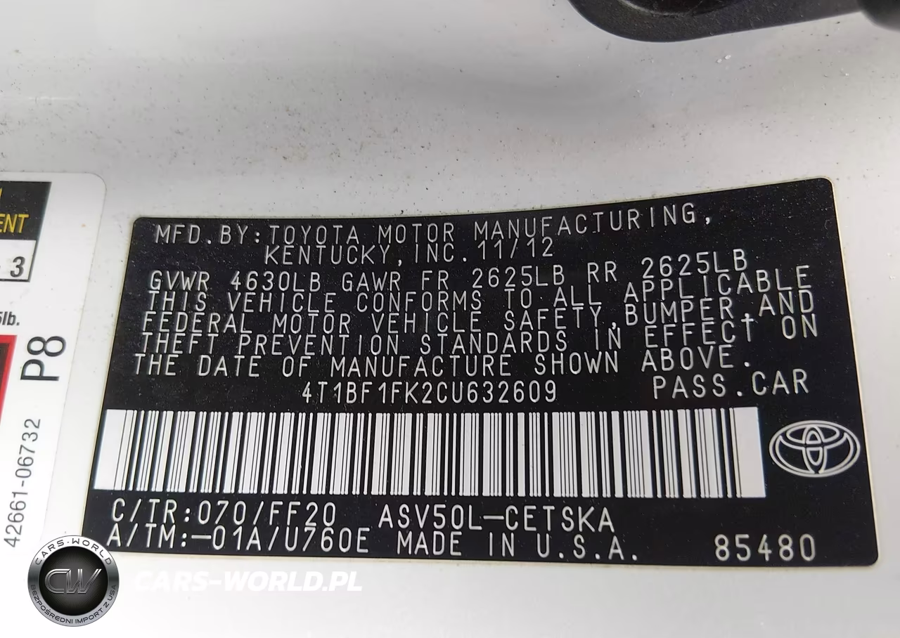 2012 Toyota Camry Se Limited Edition VIN:4T1BF1FK2CU632609 - 9