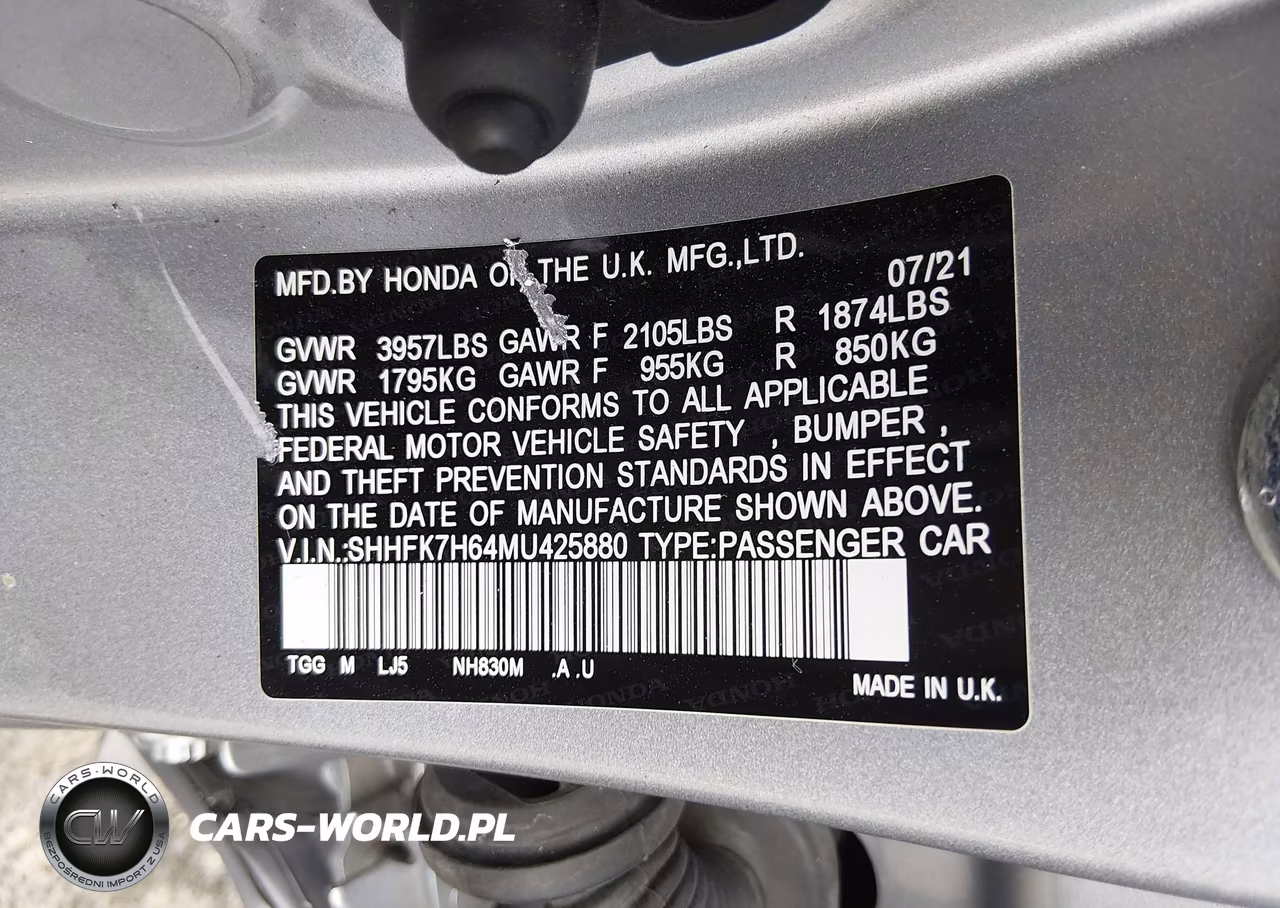 2021 Honda Civic Ex VIN:SHHFK7H64MU425880 - 9