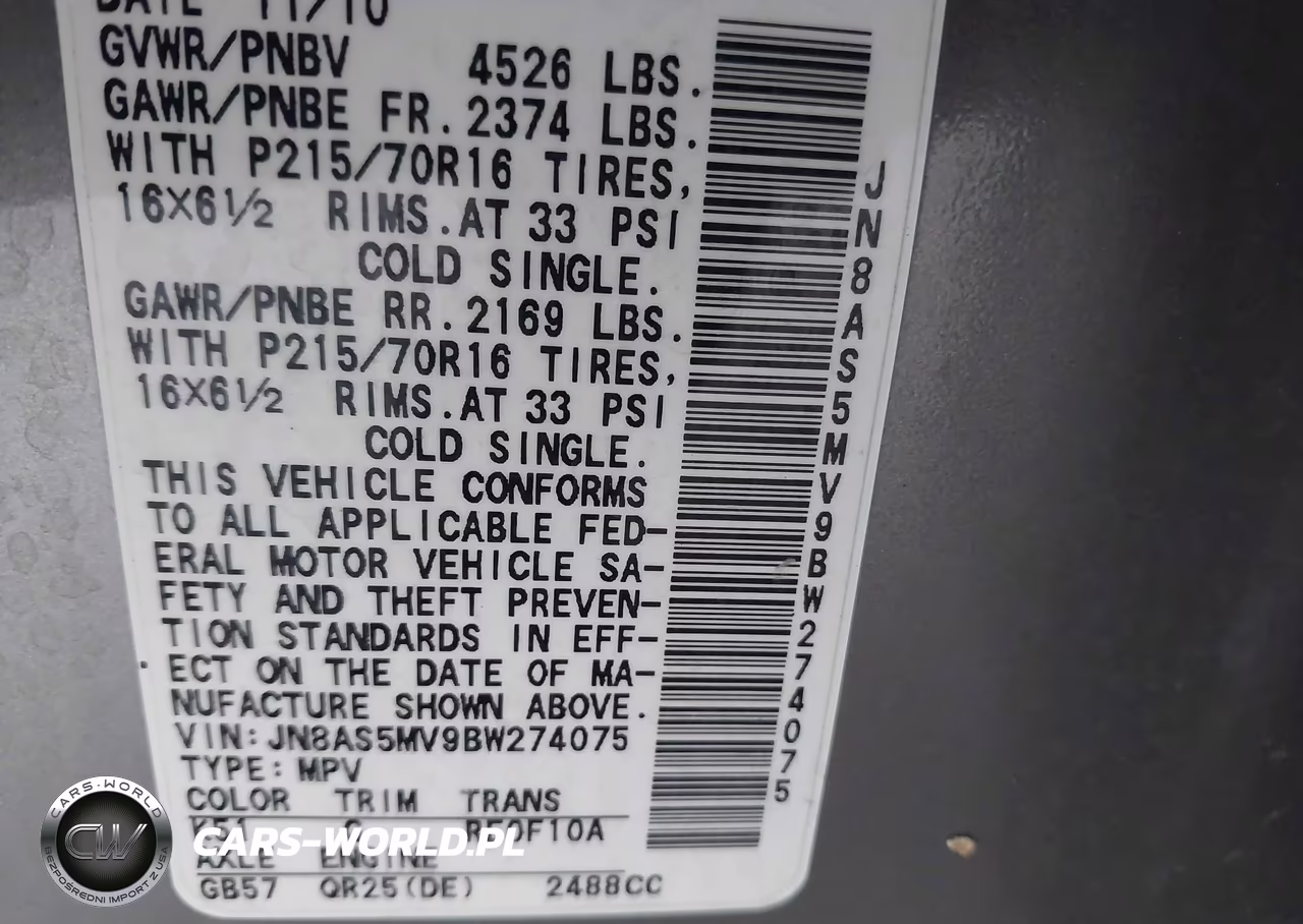 2011 Nissan Rogue S VIN:JN8AS5MV9BW274075 - 9