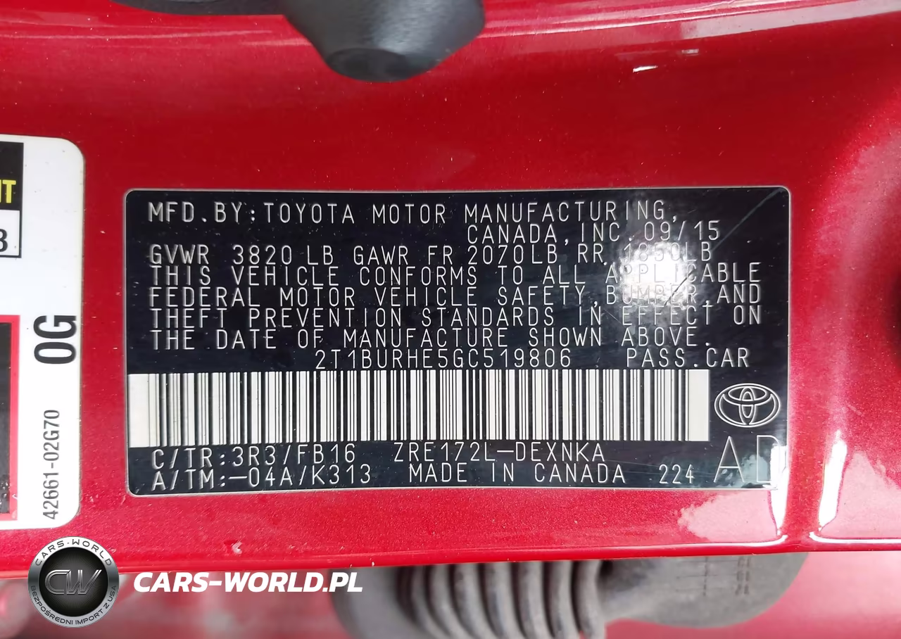 2016 Toyota Corolla Le VIN:2T1BURHE5GC519806 - 9