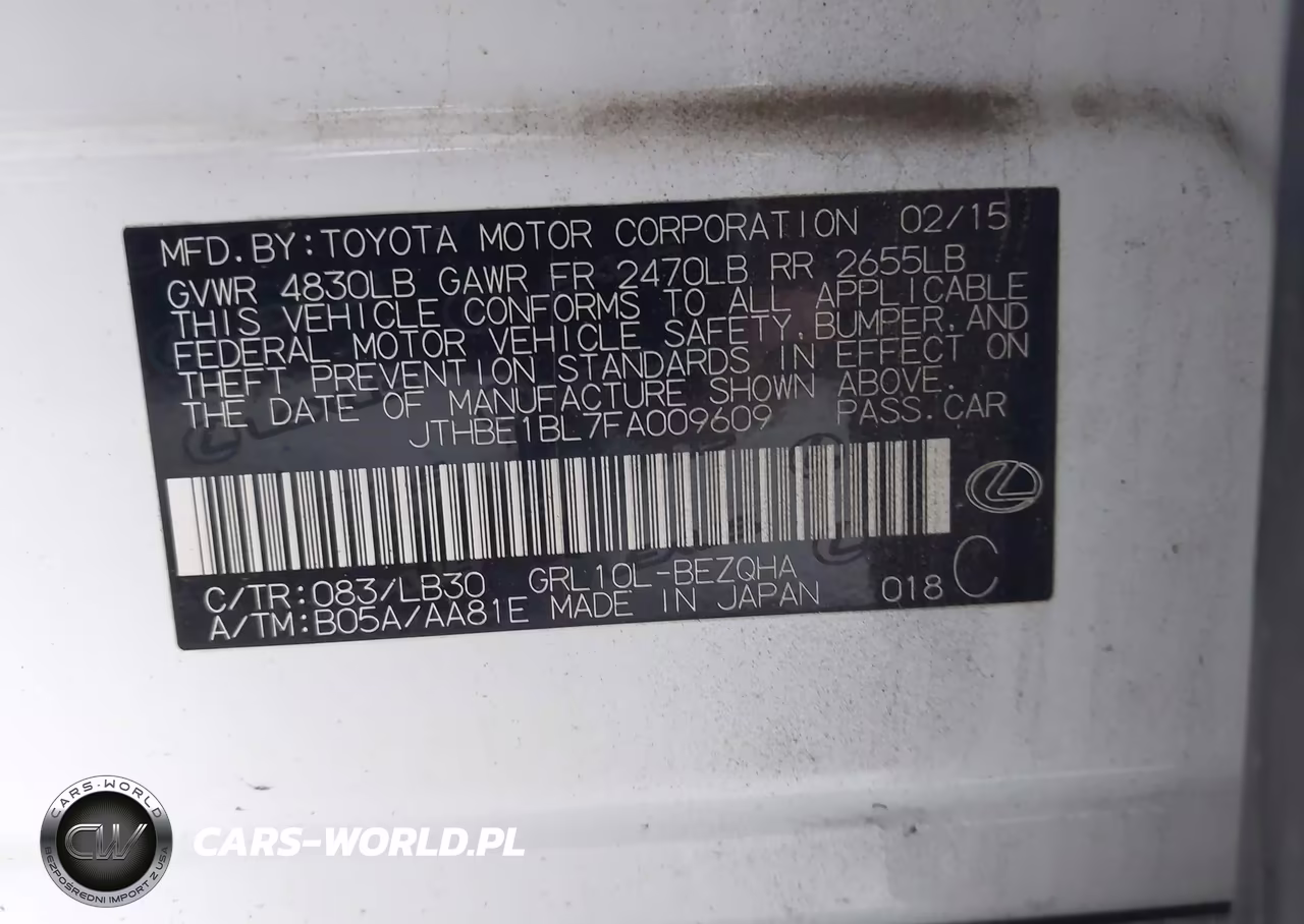 2015 Lexus Gs 350 VIN:JTHBE1BL7FA009609 - 9