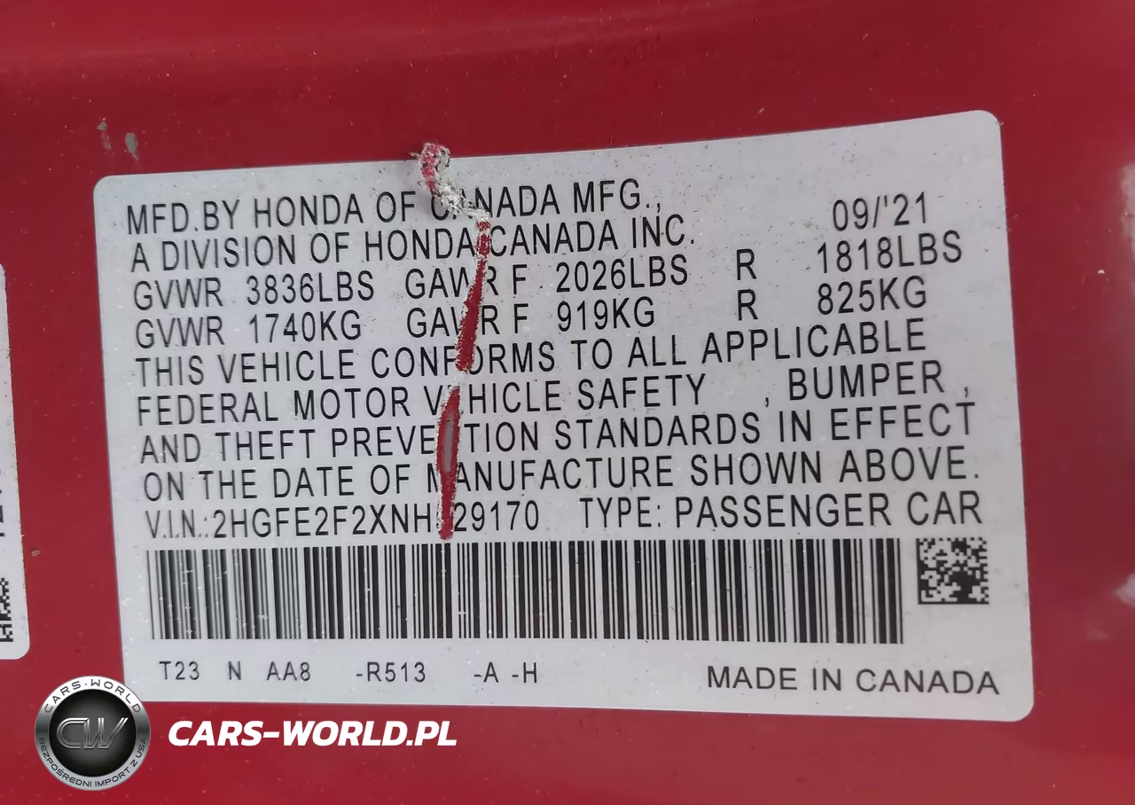 2022 Honda Civic Lx VIN:2HGFE2F2XNH529170 - 9