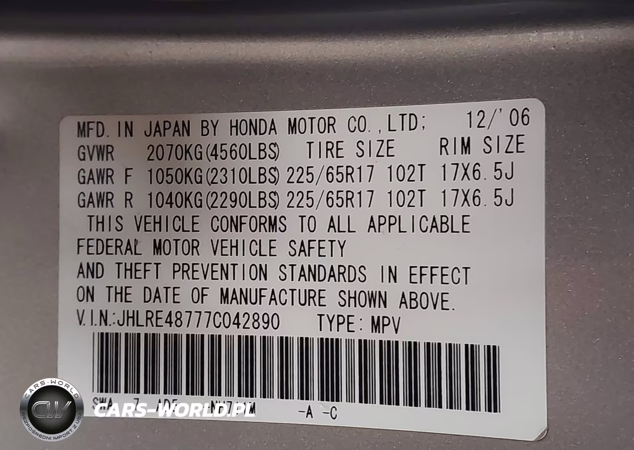 2007 Honda Cr-V Exl VIN:JHLRE48777C042890 - 9