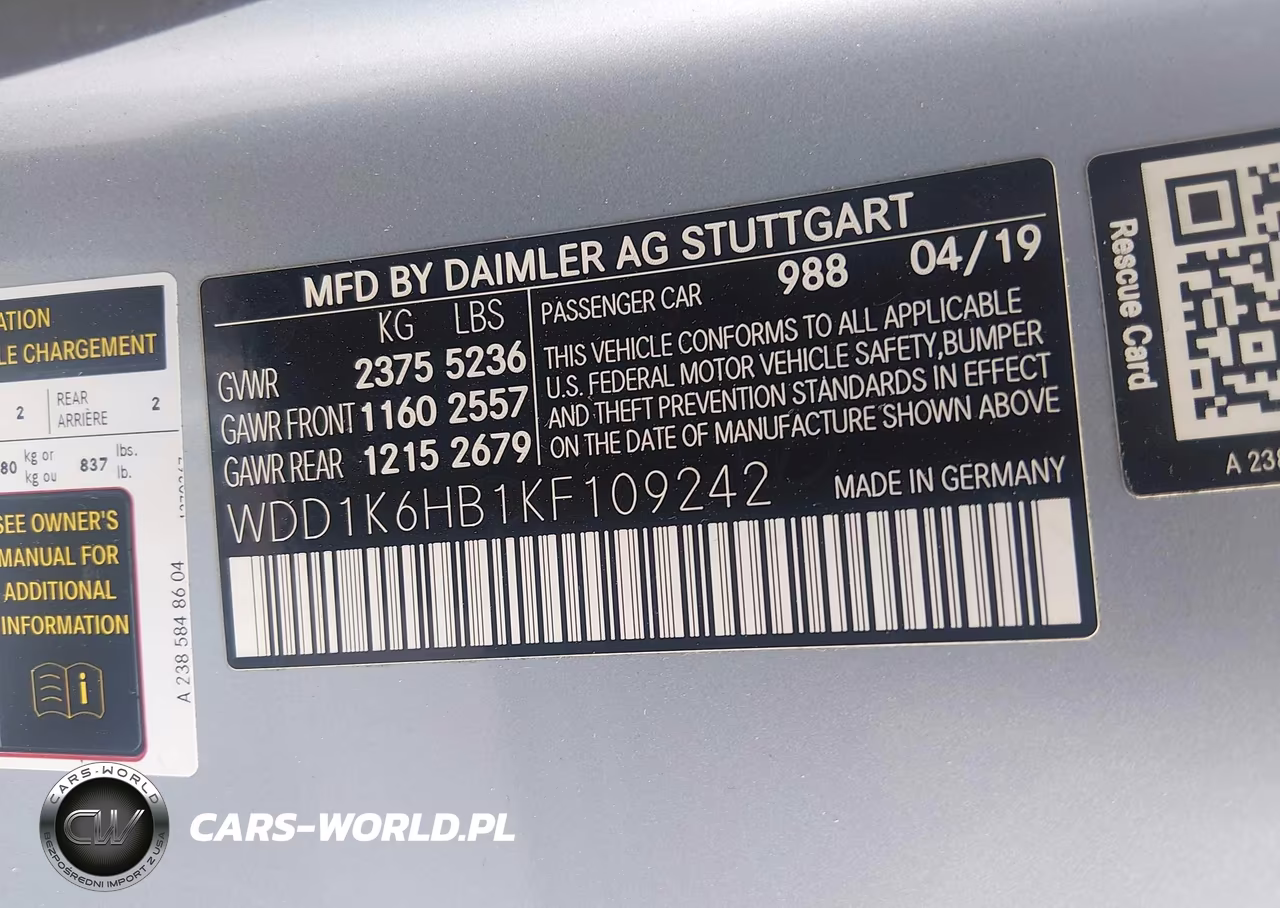 2019 Mercedes-Benz E 450 VIN:WDD1K6HB1KF109242 - 9