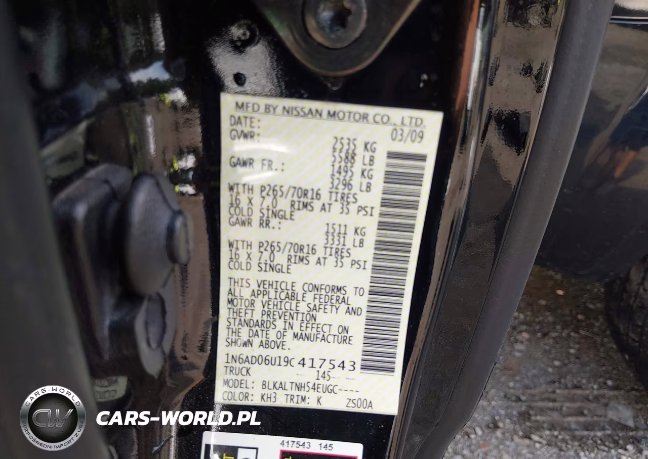 2009 Nissan Frontier Se VIN:1N6AD06U19C417543 - 9