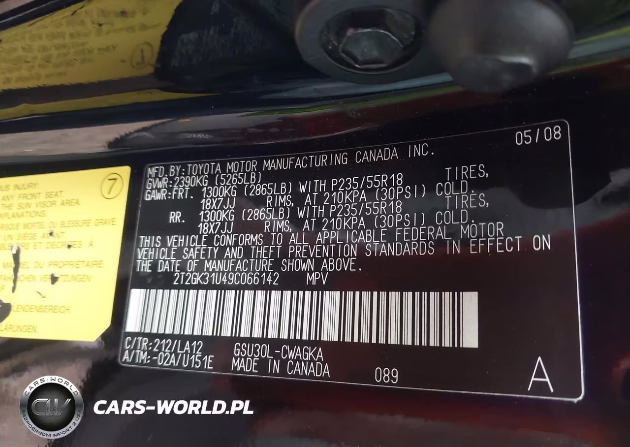 2009 Lexus Rx 350 VIN:2T2GK31U49C066142 - 9