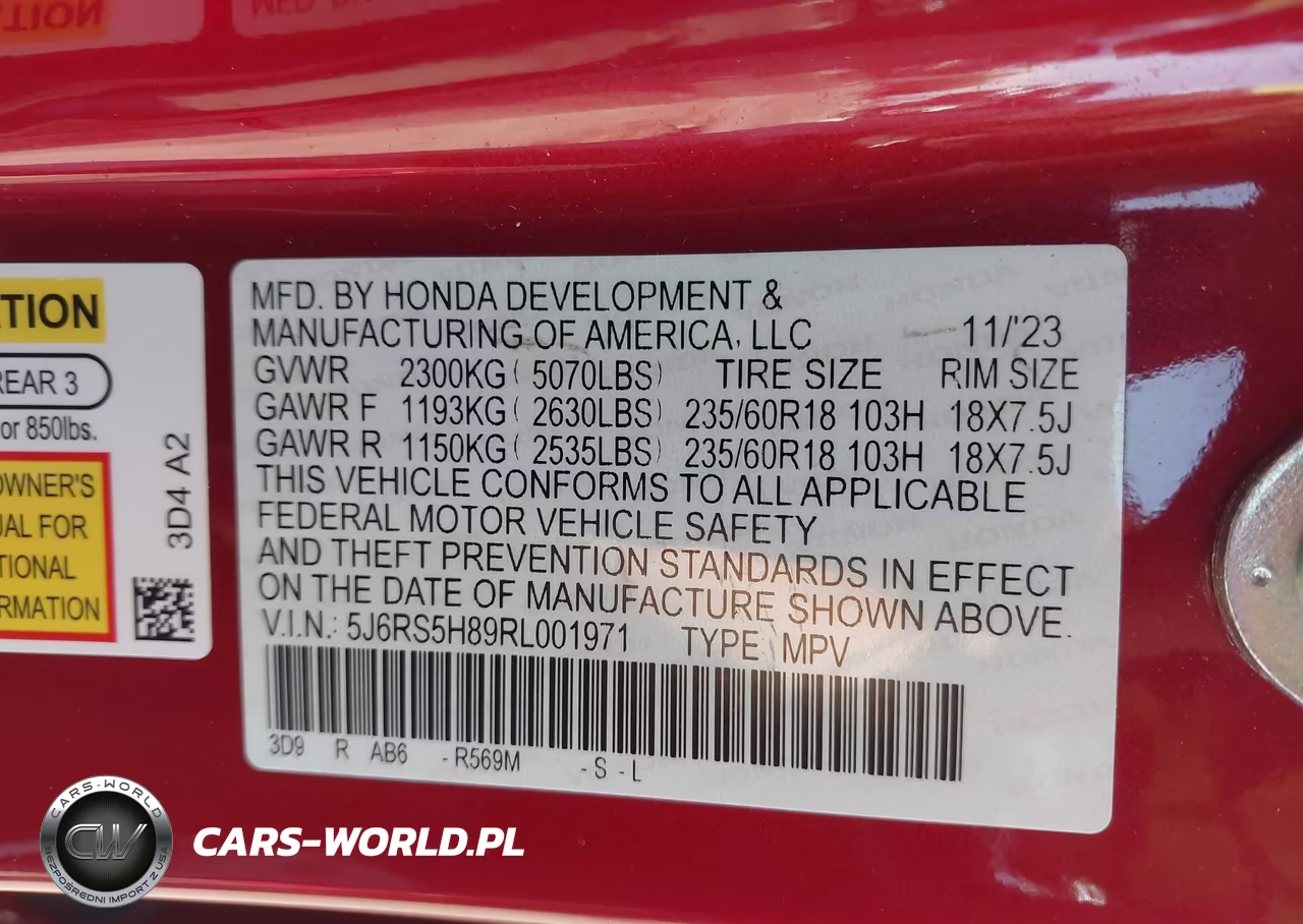 2024 Honda Cr-V Hybrid Sport-L VIN:5J6RS5H89RL001971 - 9