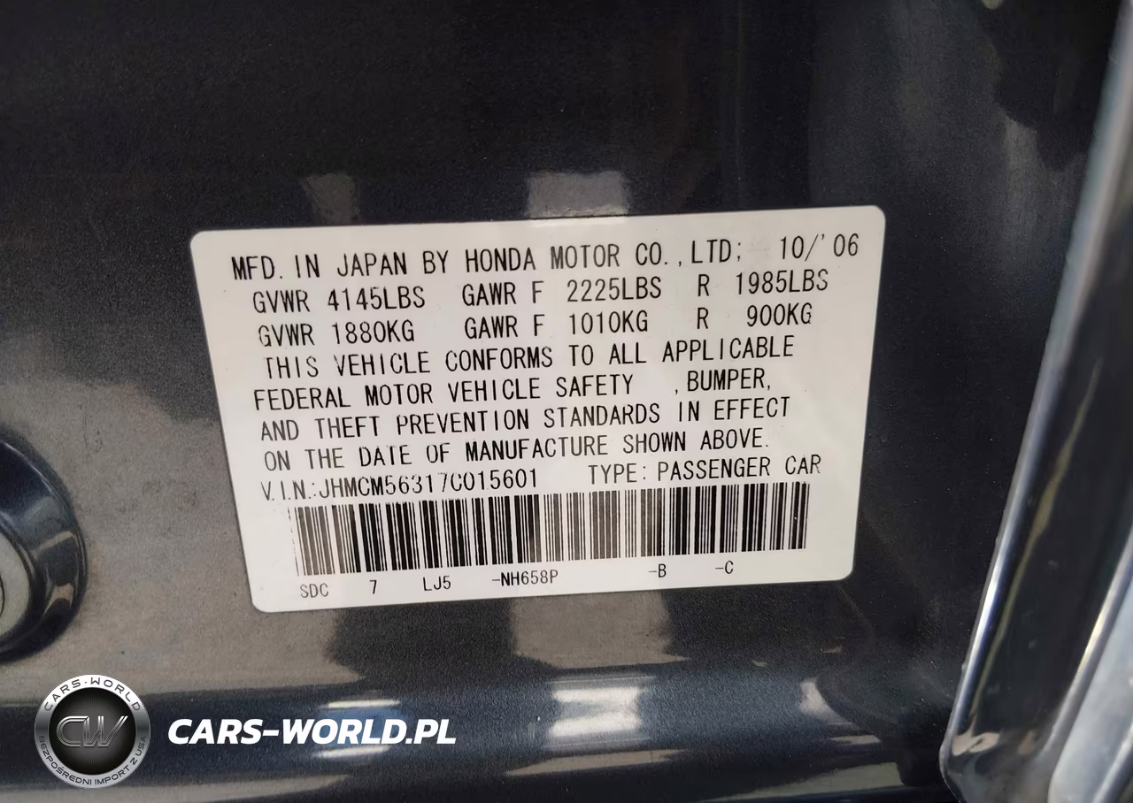 2007 Honda Accord 2.4 Se VIN:JHMCM56317C015601 - 9