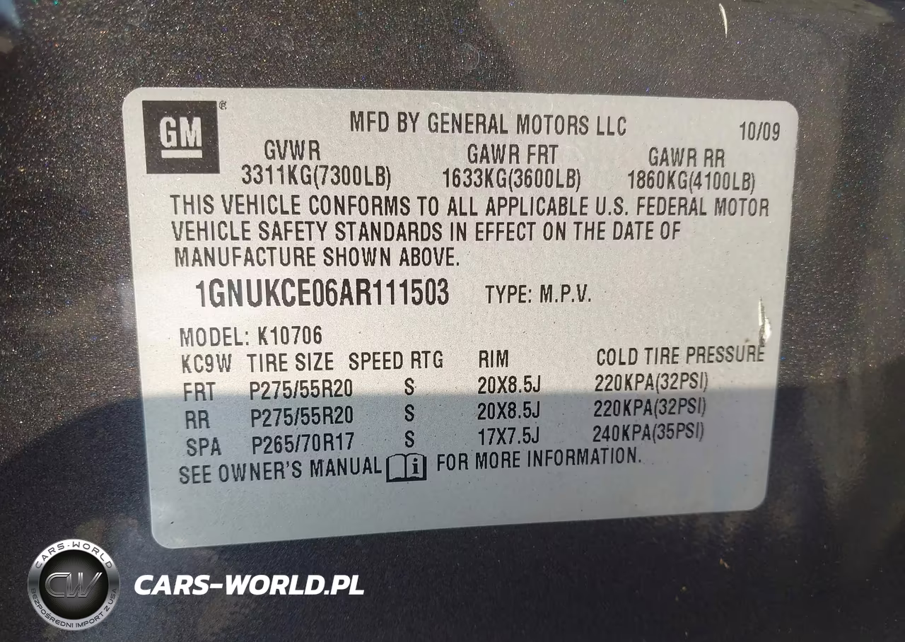 2010 Chevrolet Tahoe Ltz VIN:1GNUKCE06AR111503 - 9